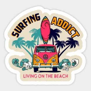 Surfing addict Sticker